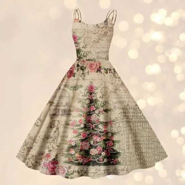 Women's Gothic Cocktail Strapless Christmas Printed Punk Sexy Dress Fashion - Image 22