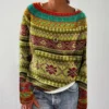 Women's Fashionable Casual Printed Round Neck Pullover Loose Long Sleeved - Image 40