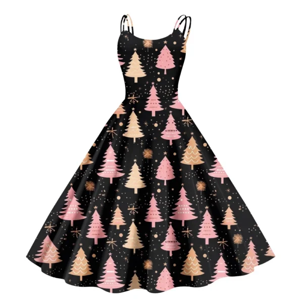 Women's Printed Strapless Christmas Fashion Gothic Cocktail Sexy Dress Punk - Image 17