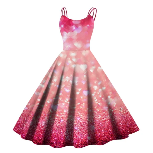 Christmas Ladies Casual Fashion Flower Print Sexy Off Shoulder Punk Retro Skirt - Image 22