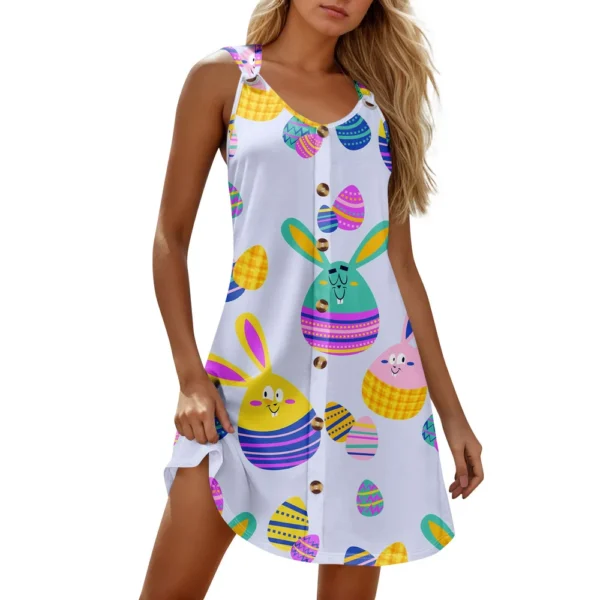 Women's Dresses Fashion Easter Summer Loose Casual Sundresses Printed Dress - Image 4