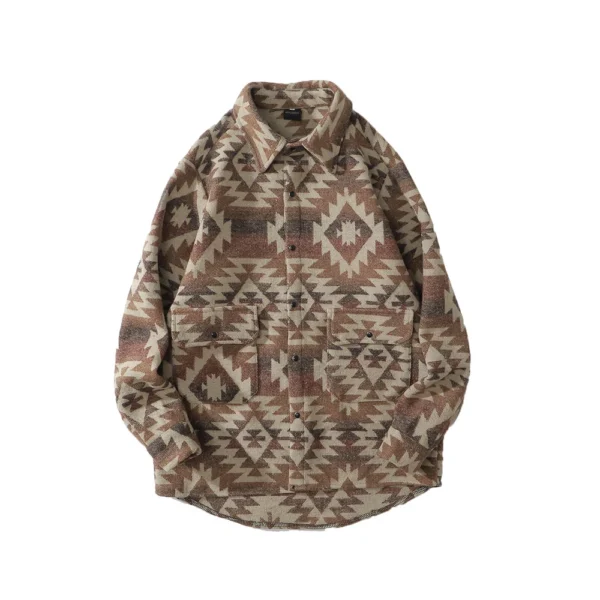 Retro Ethnic Long Sleeved Shirt Men'S Street Loose Fashion Jacket - Image 6