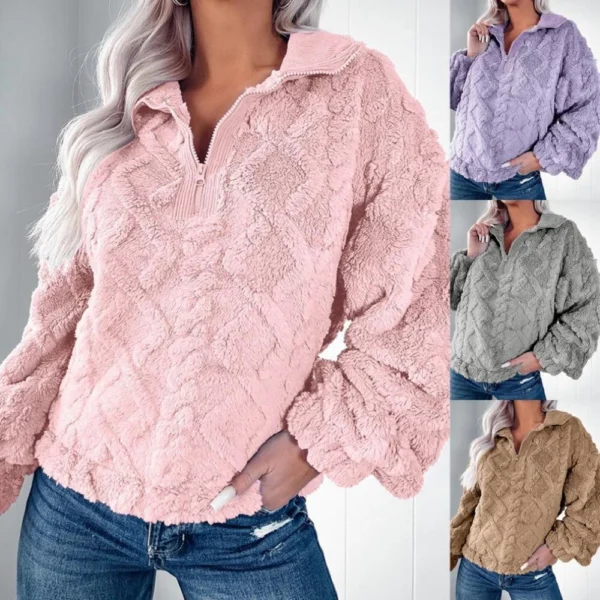 Women's casual loose warm long-sleeved jacket - Image 8