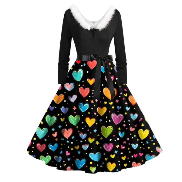 Women's Fashion Round Neck Casual Slim  Printed Long Sleeve Dresses - Image 25