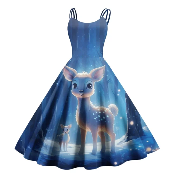 Women's Fashion Christmas Printed Sexy Strapless Gothic Cocktail Dress Punk, - Image 29