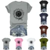Women's Daily Short Sleeved Fashion Casual Printed Loose Round Neck T-Shirt