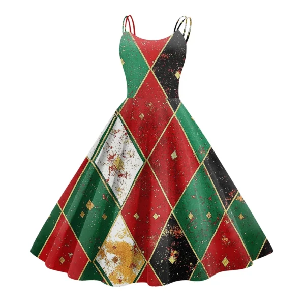 Women's Fashion Christmas Printed Sexy Strapless Gothic Cocktail Dress Punk, - Image 32