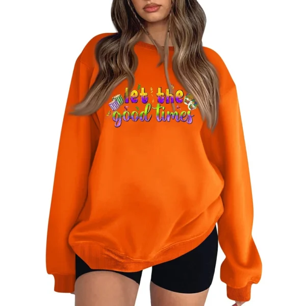 Women's Casual Fashion Carnival Print Long Sleeve O-Neck Sweatshirts Pullover - Image 29