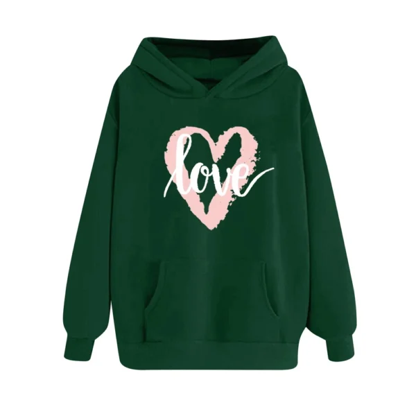 LOVE Women's Fashion Casual Pullover Hoodie Valentine's Day Printed - Image 9