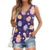 Women's Sleeveless Easter Print Vest Blouse - Image 3