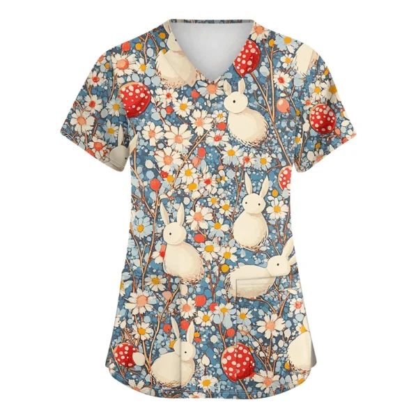 Women's Daily Fashion Casual Short Sleeved Round Neck Printed Loose T-Shirt - Image 29