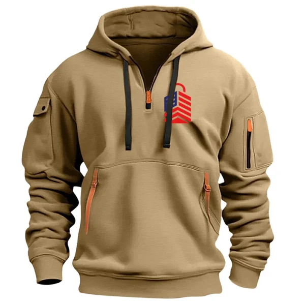 Men's Printed Sweatshirt Hoodie Zipper Arm Pocket Cardigan Men's Sports Large - Image 23