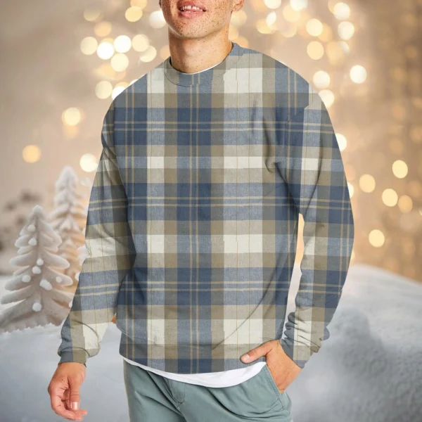 Men's Casual Fashion Comfortable Plaid Round Neck Pullover Sweatshirt Sweatshirt - Image 16