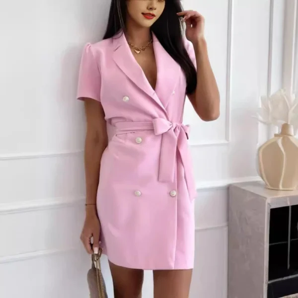 V-neck slim-fitting short-sleeved suit dress - Image 2