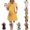 Women's Summer Casual Petal Slim Stripe Pleated Solid Color Dresses