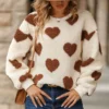 Plush love print long-sleeved crew-neck hoodie - Image 2