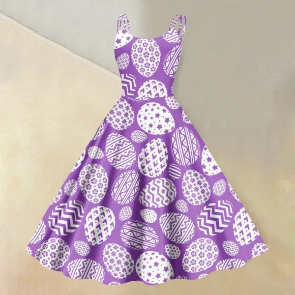 Women's  Casual Fashion Flower Print Sexy Off Shoulder Punk Retro Skirt - Image 19