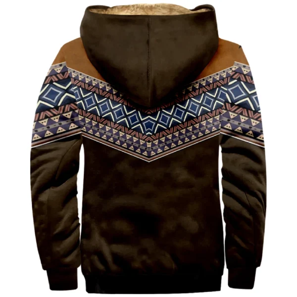 Men's Winter Print Jacket Men's Casual Trend Zipper Hooded Jacket - Image 9