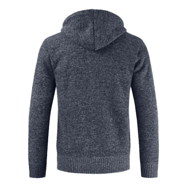 Men's Sweater With Thick Velvet Casual Knit Sweater, Fashionable Hooded Jacket - Image 9