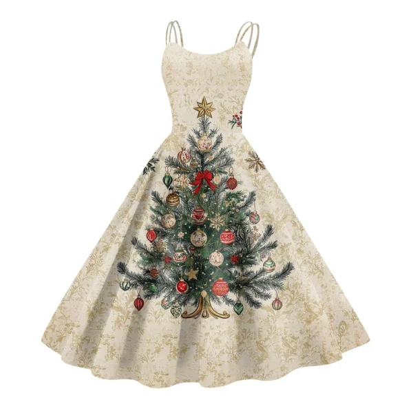 Women's Fashion Christmas Printed Sexy Strapless Gothic Cocktail Dress Punk, - Image 41
