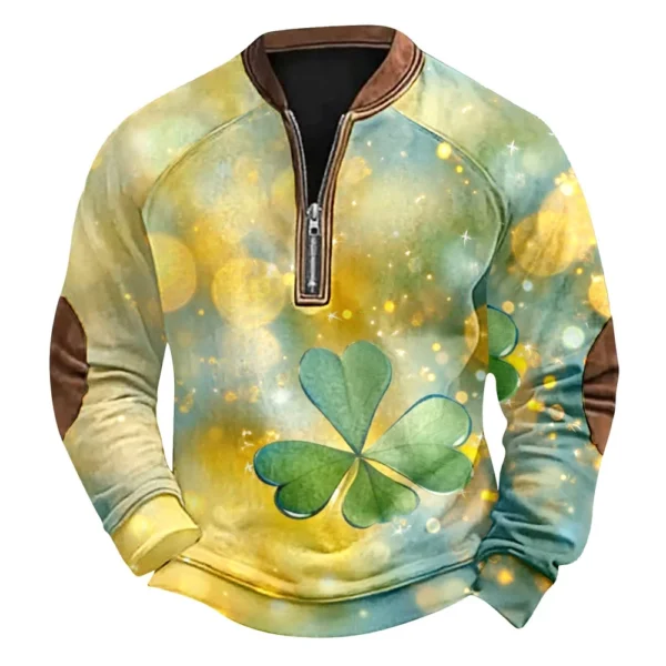 Men's St. Patrick's Day Vintage Casual Zip Sweatshirt Outdoor Casual Top - Image 4