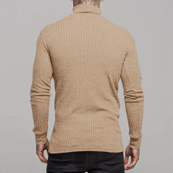 Men's Winter Solid Color Striped Casual Tops Long Sleeve Round Neck Sweatshirt - Image 9