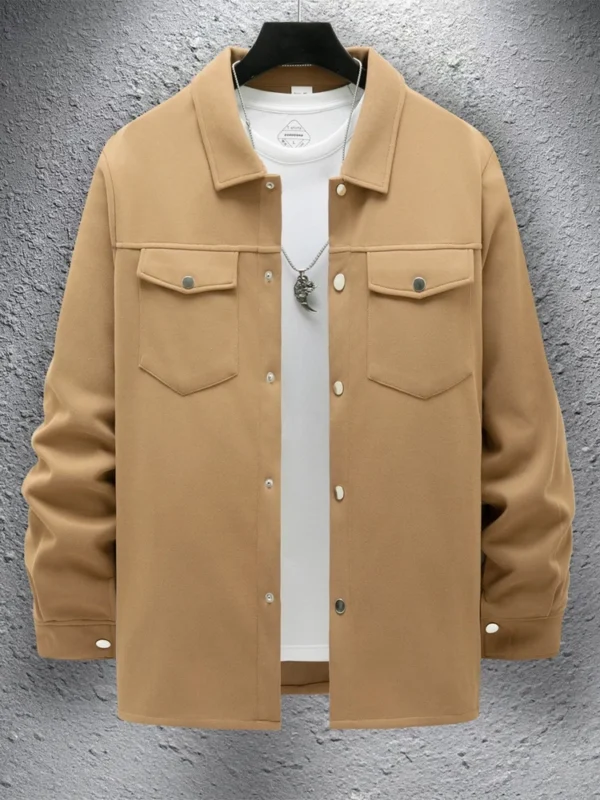 Casual men's slim jacket with lapel single breasted solid color - Image 17