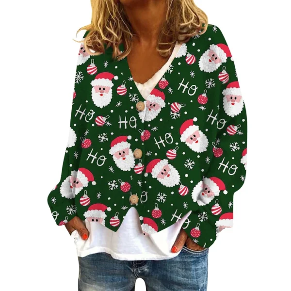 Women's Fashion Short Coat Casual Long Sleeve Printed Single Breasted Plush Top - Image 14