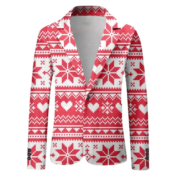 Unisex Winter Christmas Prints Suit Jackets Unisex Casual Fashion Button Jackets - Image 2