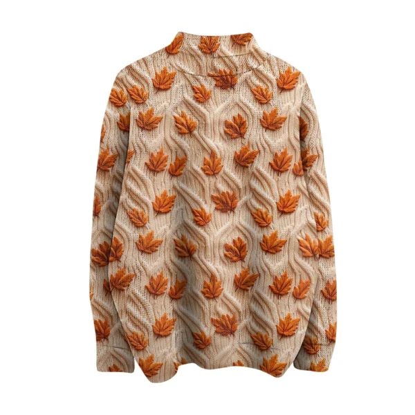 Women's Crew-neck Casual Long-sleeved Striped Printed Turtleneck Knitted Top - Image 7