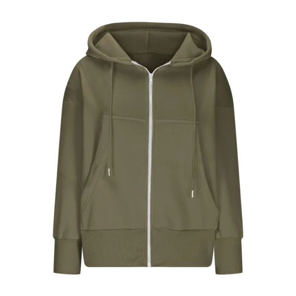 Women's Full Zip Up Hoodie Long Sleeve Hooded Sweatshirts Pockets Jacket Coat - Image 9