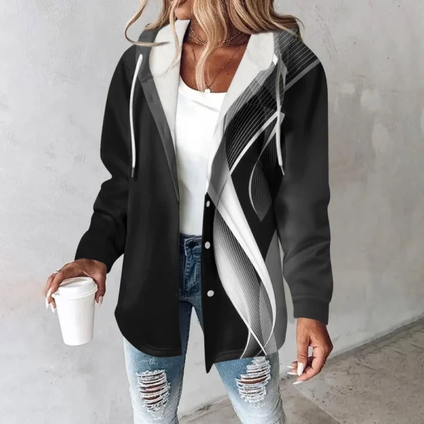 Women's Coat Casual And Fashionable Composite Thick And Warm Printed Hooded - Image 16