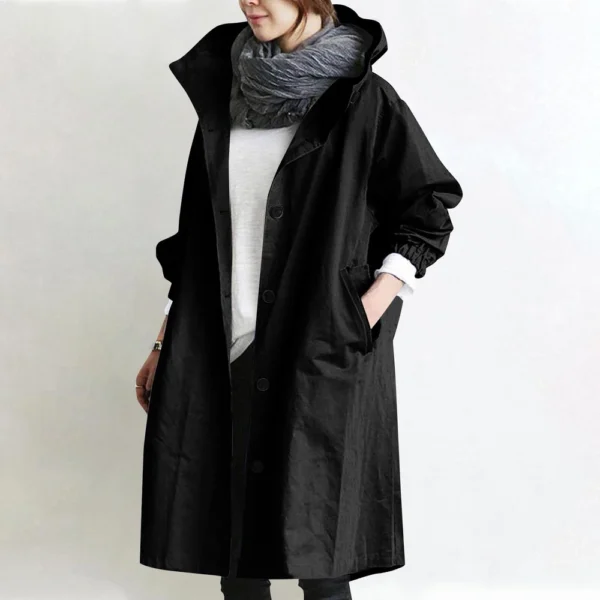 Jacket For Women Casual Plus Size Coat Solid Color Mid Length Windbreaker - Image 19