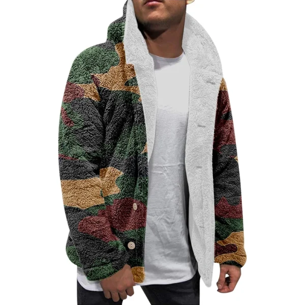 Men'S Winter Zipper Hooded Fleece Sweatshirt With Patch Pocket Casual Jacket - Image 2