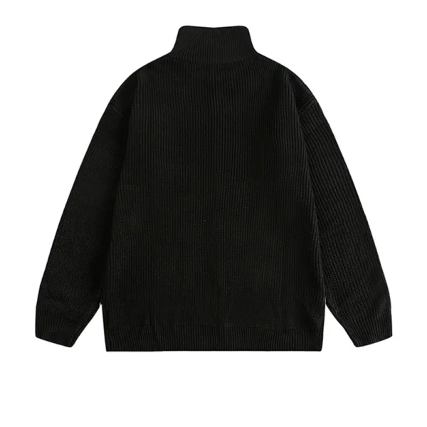Men'S Loose Stand Up Collar Sweater Knitted Sweater Fashionable Casual Cardigan - Image 12