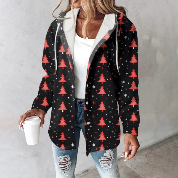 Women's Coat Casual And Fashionable Composite Thick And Warm Printed Hooded - Image 16