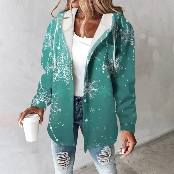 Women's Coat Casual And Fashionable Composite Thick And Warm Printed Hooded - Image 19