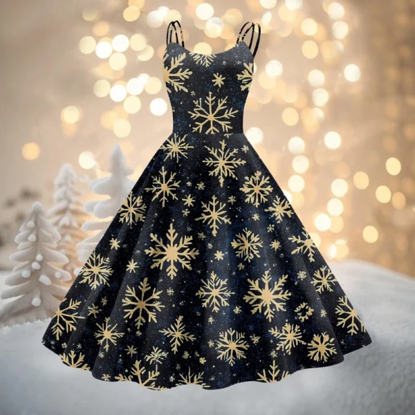 Women's Fashion Christmas Printed Sexy Strapless Gothic Cocktail Dress Punk, - Image 28