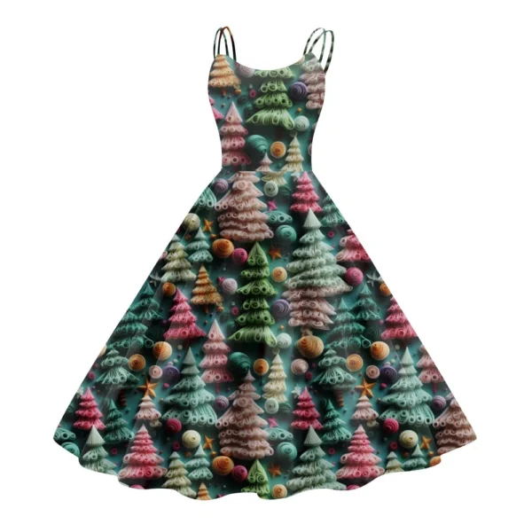 Women's Printed Strapless Gothic Cocktail Punk Sexy Fashion Dress Christmas - Image 11