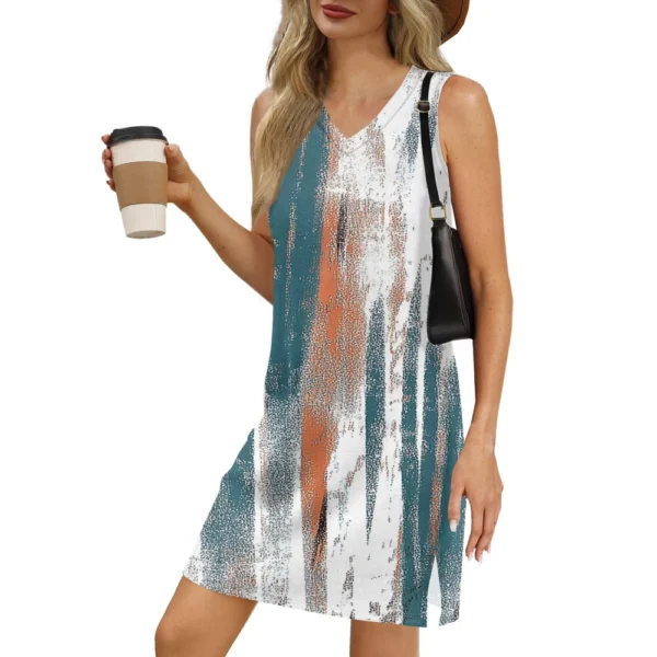 Women's V-neck Summer Casual Beach Vacation Women's Sleeveless Vintage Print - Image 9