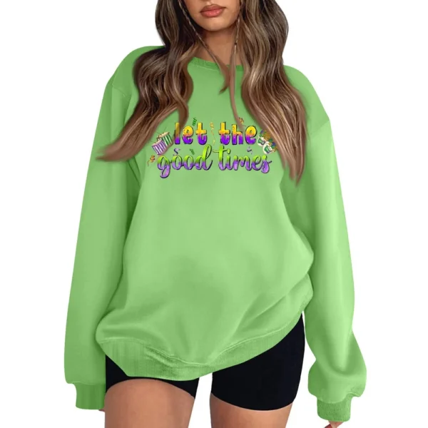 Women's Casual Fashion Carnival Print Long Sleeve O-Neck Sweatshirts Pullover - Image 19