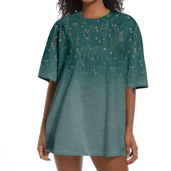 Shirt For Women's Fashion Casual Falling Shoulder Sleeves Round Neck Short - Image 17