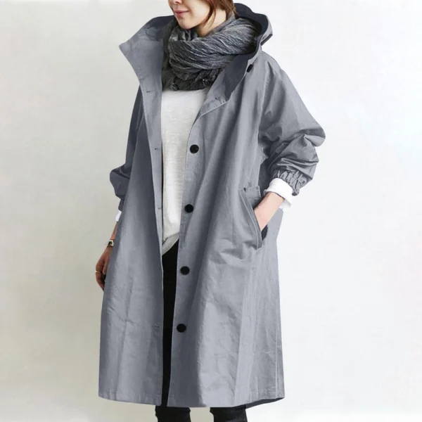 Jacket For Women Casual Plus Size Coat Solid Color Mid Length Windbreaker - Image 34