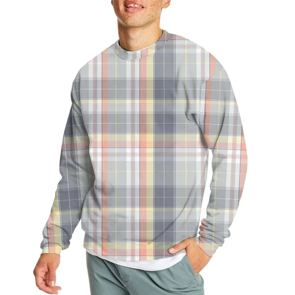 Men's Casual Fashion Comfortable Plaid Round Neck Pullover Sweatshirt Sweatshirt - Image 6
