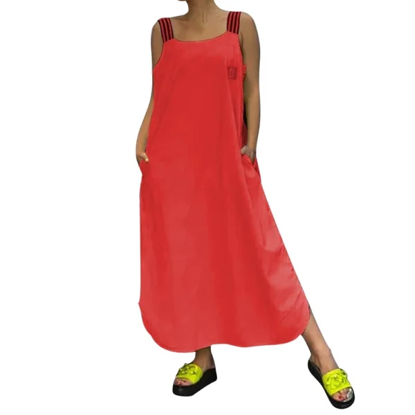 Women's Dresses Intercolor Striped Back Sleeveless Pockets Loose Casual Dresses - Image 23