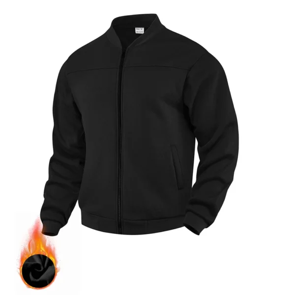 Men's New Solid Color Men's Hoodie Jacket Warm Plus Fleece Thick Jacket Casual - Image 13