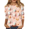 Women's Printed Tops Plus Size Casual Easter Basic Fashion 3/4 Sleeve Pullover - Image 7