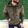 Men's Side Seam Pocket Hooded Lapel Solid Color Double-sided Velvet Hooded Long - Image 16