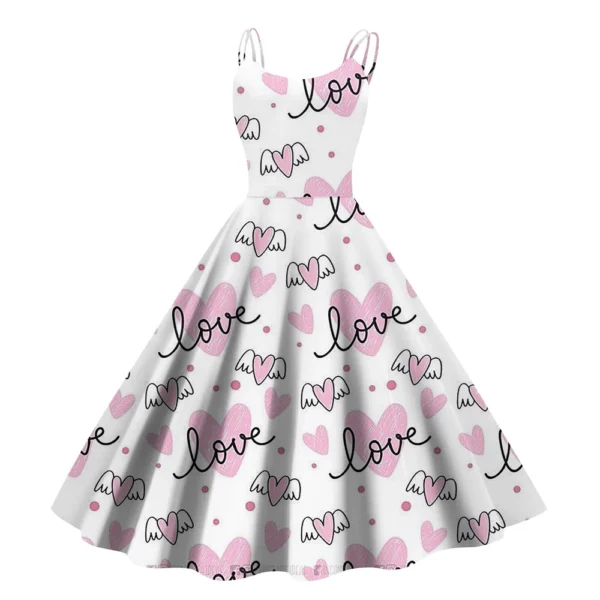 Christmas Ladies Casual Fashion Flower Print Sexy Off Shoulder Punk Retro Skirt - Image 5