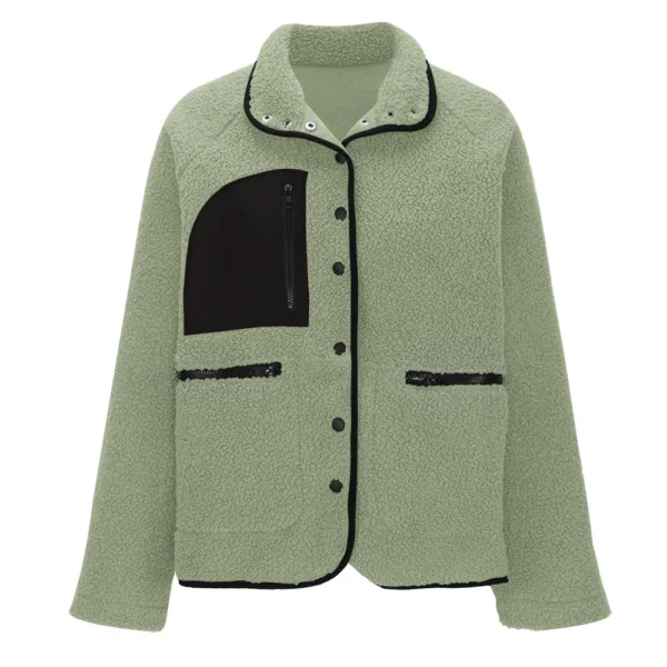 Women's Coat Casual And Fashionable Thick And Warm Solid Color Patchwork Jacket - Image 6